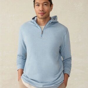 Faherty Light Blue Movement™ Hoodie - Channel Cove Stripe